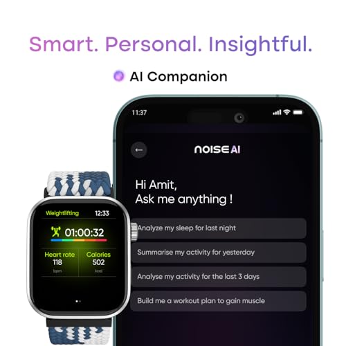 Noise Pro 6 Smart Watch:Intelligent AI, Endless AI Watch Faces, AI Companion, 1.85” AMOLED, EN2 Processor, Nebula UI 2.0, Emergency SOS, Compatible with iOS & Android(Arctic Weave) - Image 8