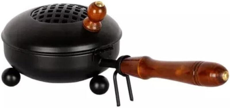 Dhoop Dani Dhuni Loban Burner, Charcoal Incense Burner with Wooden Handle for Puja, Home Temple, Home Decor, Office - Image 2