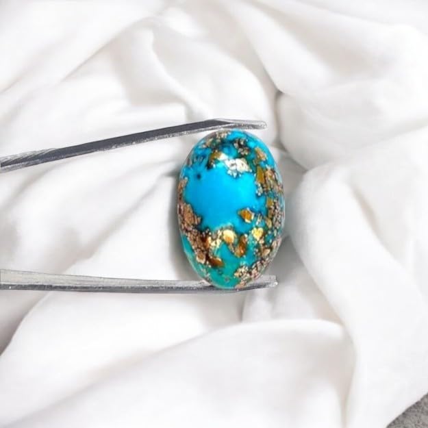 Real Original Firoza Turquoise Gemstone for Men and Women – Oval Shaped for Ring and Pendant Premium Turquoise Jewellery - The Stone of Compassion and Success 100.3 Carat - Image 8