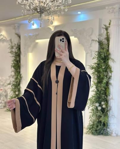 Women's Black Burqa with Contrast Trim, Full Length free size suitable up to 65kg body weight - Image 5