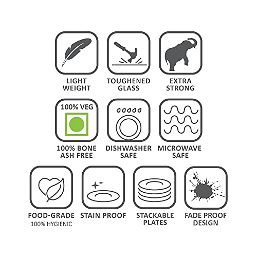 Larah by Borosil Green Leaves Silk Series Opalware Dinner Set | 35 Pieces for Family of 6 | Microwave & Dishwasher Safe | Bone-Ash Free | Crockery Set for Dining & Gifting | Plates & Bowls | White - Image 6