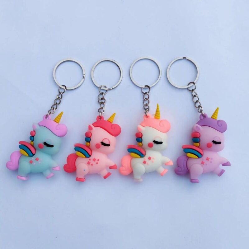 Small 3D Rubber Silicon Cartoon Keyrings - Unicorn ( Pack of 2 )