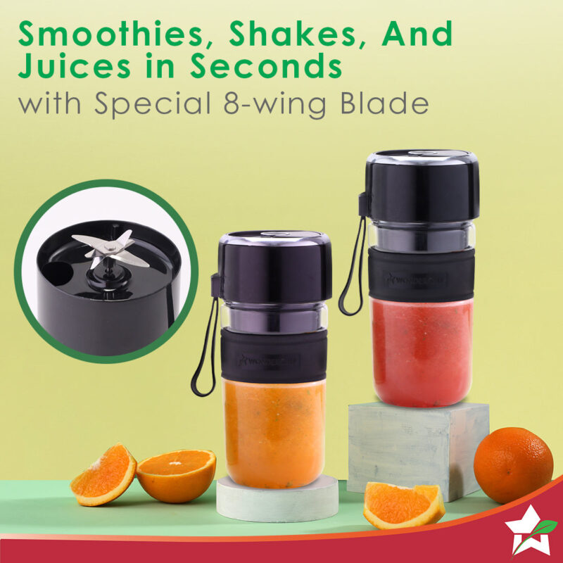 Nutri-cup Zip Portable Blender | 350ml | Blend & Sip with Flip Top Sipper Lid | For Smoothies, Juices, Shakes, Coffee | 2000 mAh Battery | 20 Blending Cycles in One Charge | Type C Charging | Black - Image 3