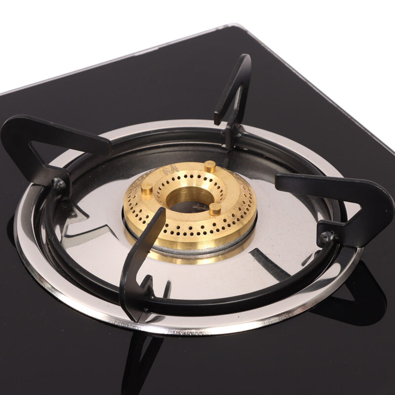 Glory 4 Burner Glass Cooktop, Black 8mm Toughened Glass with 2 Years Warranty, Ergonomic Knobs, Stainless Steel Drip Tray, Manual Ignition Gas Stove - Image 3