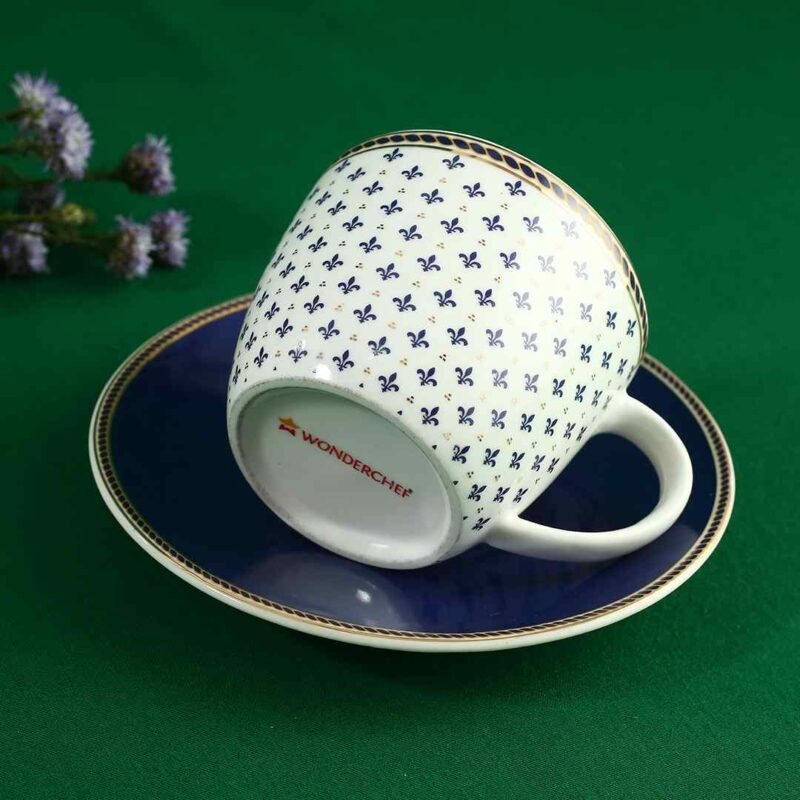 Sicilia Fine Bone China Cup & Saucer Set - Royal Blue - Set of 2 Pcs - Image 2