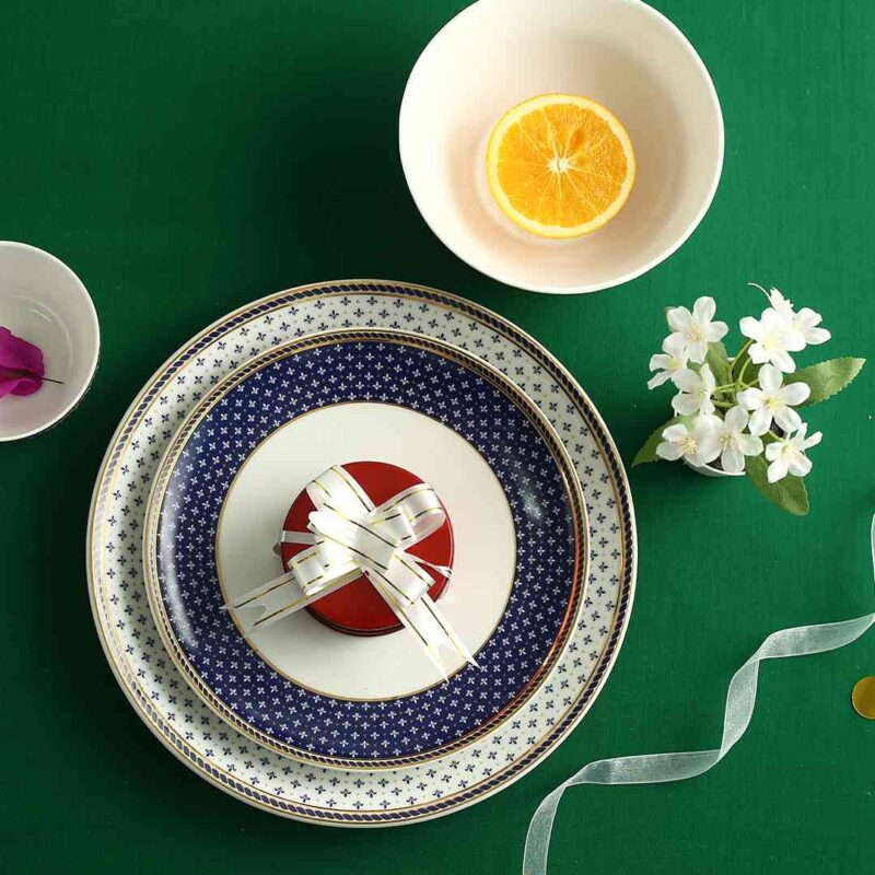 Sicilia Fine Bone China Dinner Set - Royal Blue - 20 Pcs Set - Image 3