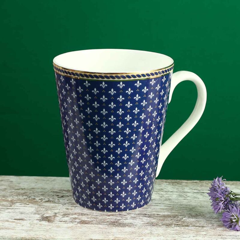 Sicilia Fine Bone China Coffee Mug - Royal Blue - Set of 2 Pcs - Image 3
