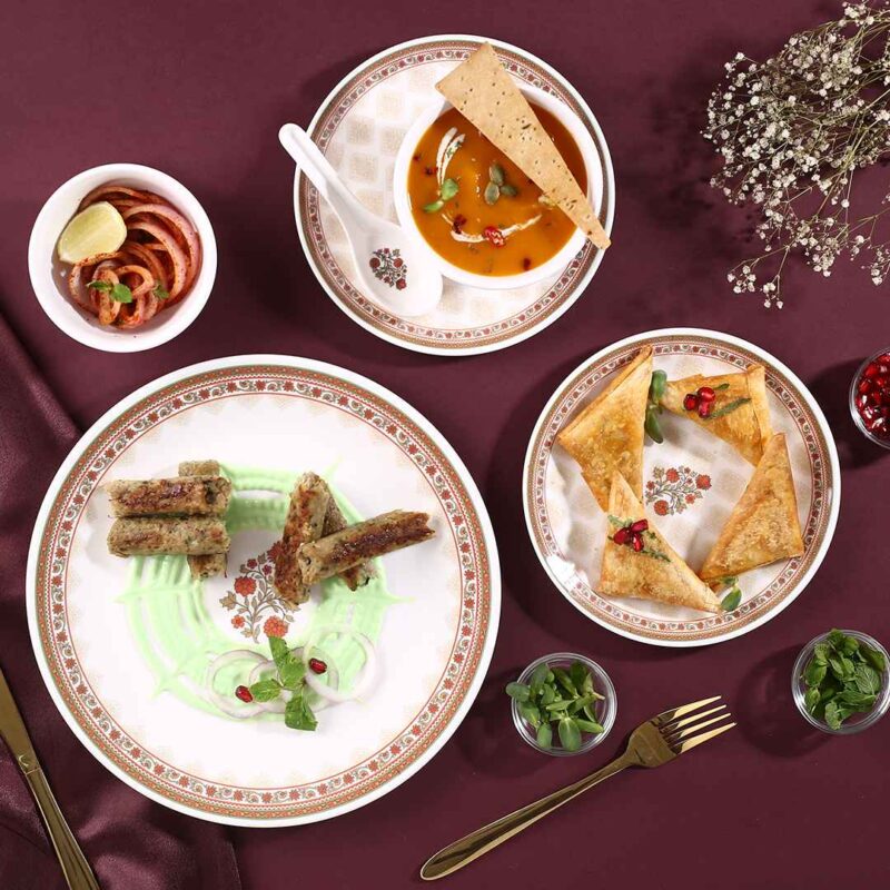 Venice Royal Red Dinner Set of 31 Pcs | 100% Food Grade Melamine | Elegant | Break & Stain Resistant | Designer Dinnerware - Image 3