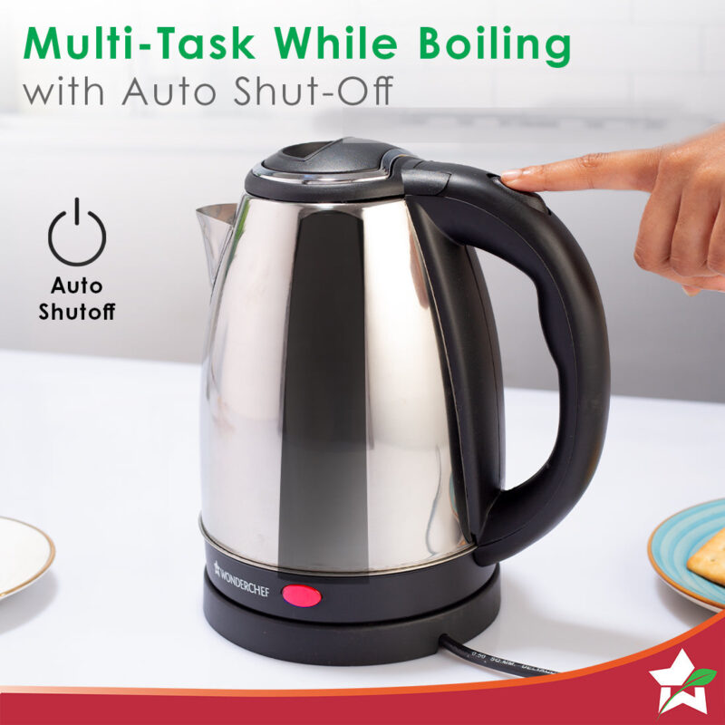 Wonderchef Renewed Crescent Electric Kettle | Stainless Steel Interior | Safety Locking Lid | 1.8L | 1800W - Image 4