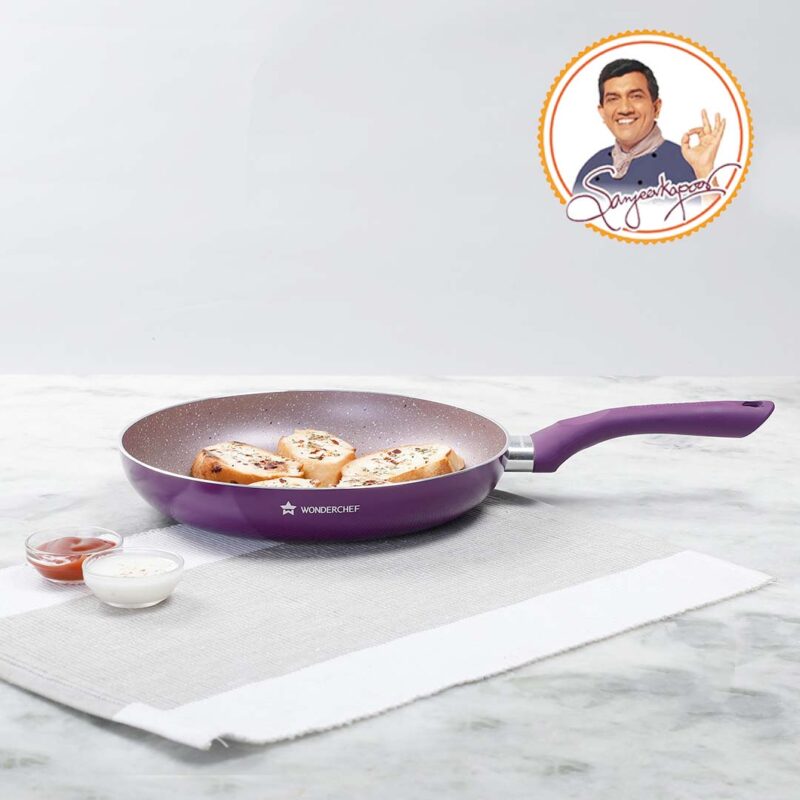 Royal Velvet Non-Stick 26 cm Fry Pan with Induction Bottom & Soft-Touch Handle | Virgin Grade Aluminium | PFOA & Heavy Metals Free | 3 mm thick | 2.1 litres | 2 Years Warranty | Purple - Image 12