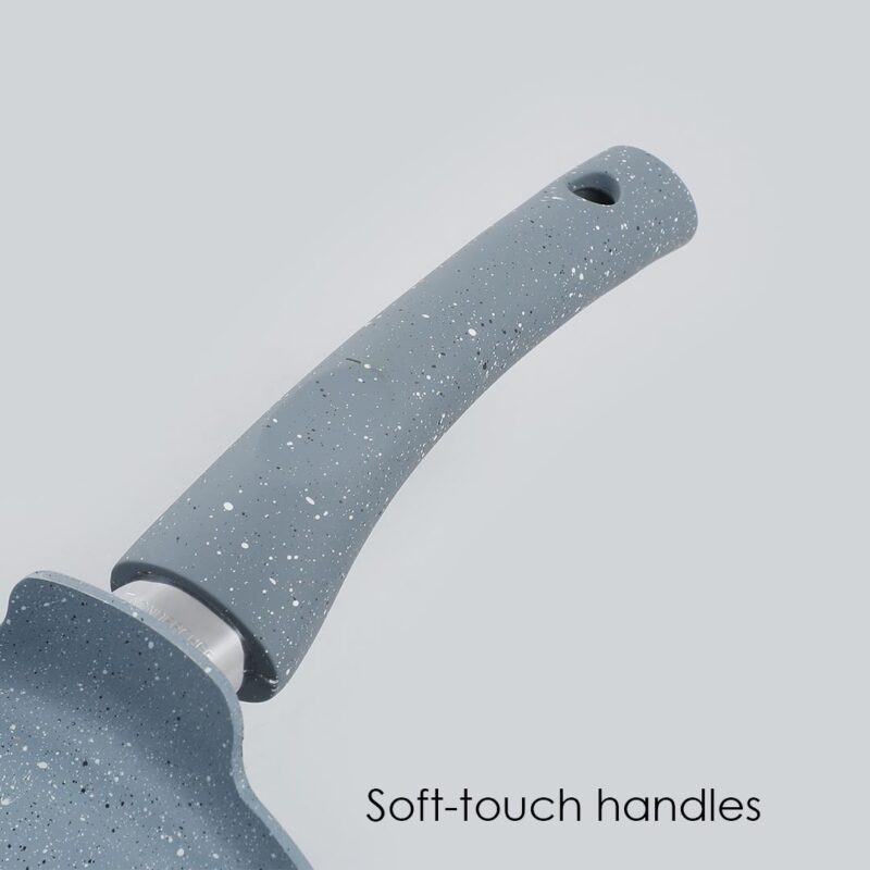 Granite 30cm Non-Stick Dosa Tawa | Induction Bottom | Soft-Touch Handles | Virgin Aluminium | PFOA/Heavy Metals Free | 3.5mm | 2 Year Warranty | Grey - Image 3