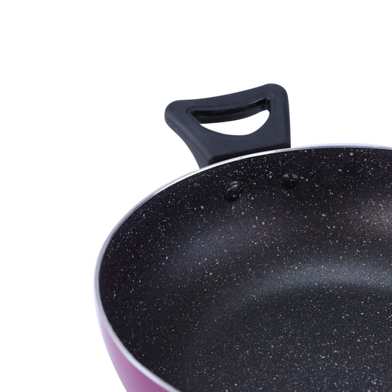 Trivia Premium Non-stick Cookware Set, 4Pc (Dosa Tawa, Fry Pan, Wok with Lid), Soft Touch Handle, Pure Grade Aluminum, PFOA Free, Induction Friendly, 2.6mm, 1 Years Warranty, Purple - Image 4