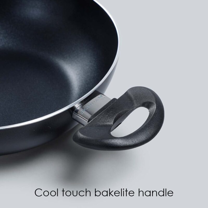 Ultra 24 cm Aluminium Non-Stick Wok | 2.7 L| Induction base| Meta-Tuff non-stick coating | Ideal for saute, roasting and healthy cooking| Black - Image 4