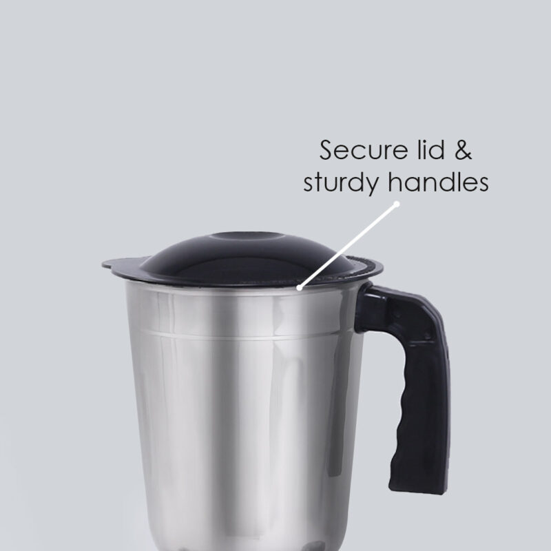 Ruby Mixer Grinder With 3 Jars and Anti-Rust Stainless Steel Blades, Ergonomic Handles, 550W, 5 Years Warranty, Red and Black - Image 3