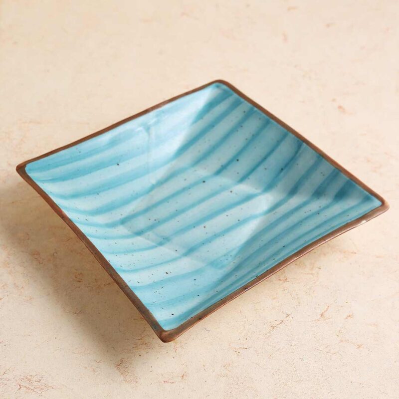 Teramo Stoneware Square Platter 8" x 8" - Blue - Image 3
