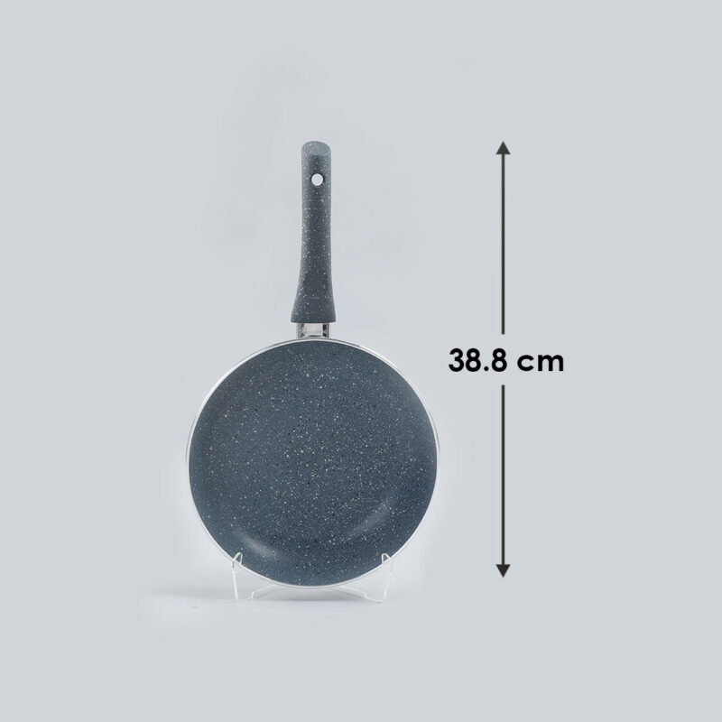 Granite Non-stick Fry Pan, Induction Bottom, Soft Touch Handle, Virgin Grade Aluminium, PFOA/Heavy Metals Free, 3.5mm, 2 years warranty, Grey - Image 3