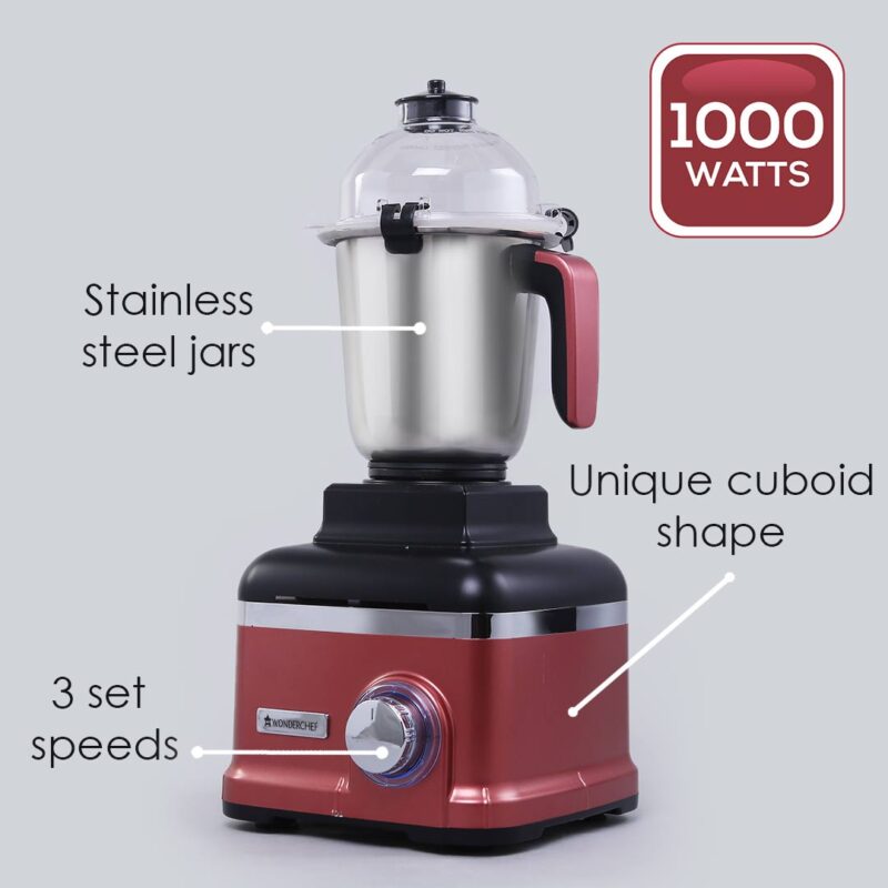 Sumo Mixer Grinder 1000W With 3 Stainless Steel & 1 Fruit Filter Jar 5 Years Warranty On Motor, Rust And Black, Long life motor - Image 3