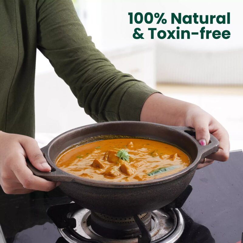 CASTrong Cast Iron Cookware Set: Tawa + Fry Pan + Wok Kadai, Kitchen set for Home, Pre-seasoned,100% Pure Cast Iron Cookware,Toxin-free Pots and Pans, Free Tadka Pan - Image 3