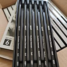 Brustro Woodless Charcoal Pencil Set of 6 (3 Soft, 2 Medium, 1 Hard) - Image 2