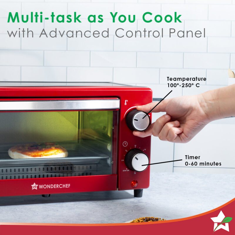 OTG & Wooden Tray Gift Combo | 9L OTG | Bake Breads and Cakes | Time Control upto 60 Mins | Temperature Control upto 250⁰ | Heat Resistant Window, Removable Crumb Tray | 2 Year Warranty - Image 3