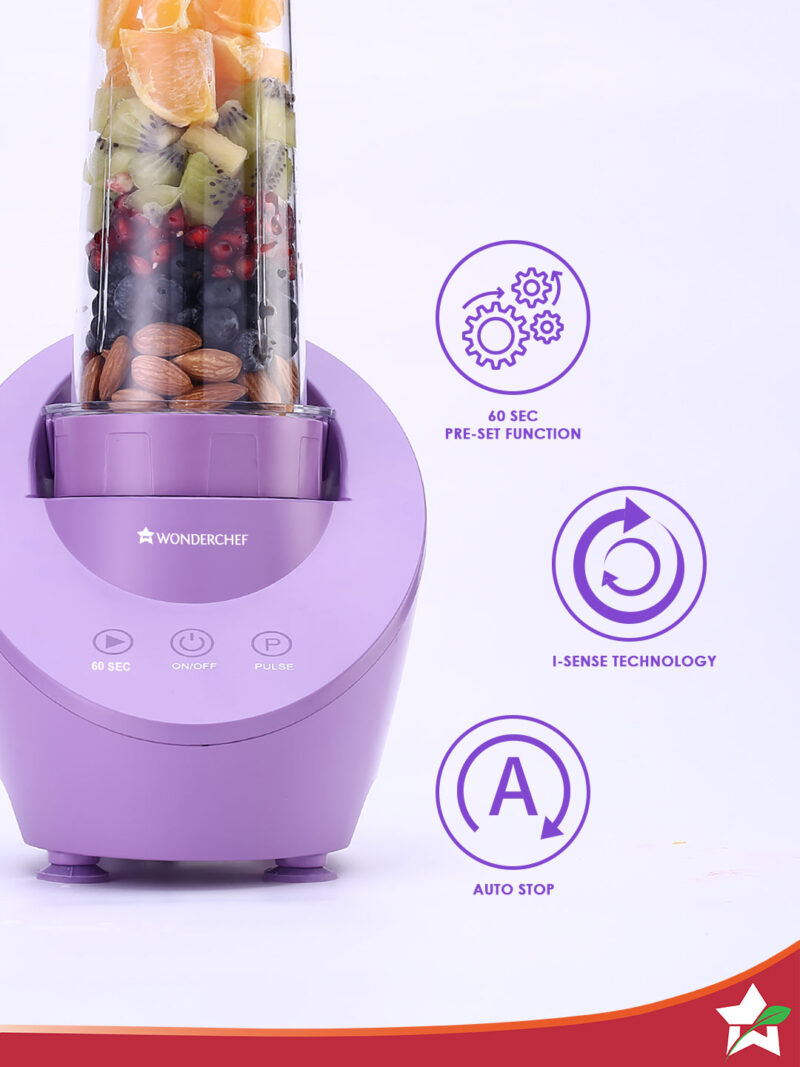 Wonderchef Renewed Magneto Blender | Smoothie & Juice Maker | World’s Safest with Magnetic Induction Tech | Variable Speed | Automatic with 60-sec auto-stop | Portable with Sipper Jar | 1-Year Warranty - Image 4