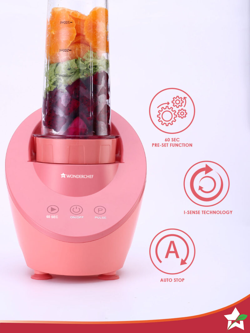 Wonderchef Renewed Magneto Blender | Smoothie & Juice Maker | World’s Safest with Magnetic Induction Tech | Variable Speed | Automatic with 60-sec auto-stop | Portable with Sipper Jar | 1-Year Warranty - Image 4