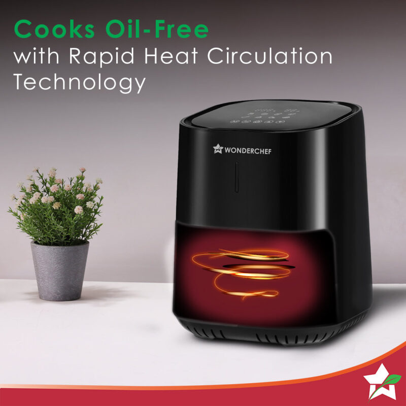 Prato Plus Digital Air Fryer and Zippy Cordless Chopper | No Oil Fry, Bake, Roast, Grill | Wireless Chopper with Stainless Steel Blades, USB Charging | Chopping in 10 Sec | 2-year Warranty - Image 5