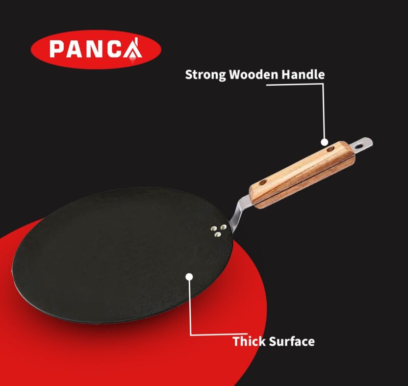 PANCA Iron tawa for Roti,Chapati,Dosa Loha Tawa with Wooden Handle Premium, 100% Toxin-Free, Long Lasting, Black - Image 5