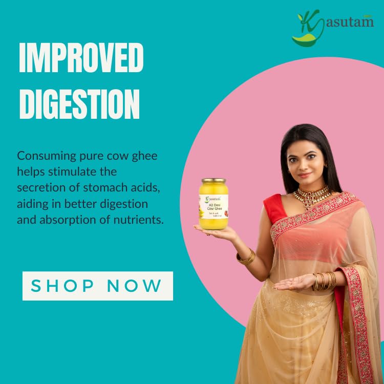 Kasutam A2 Desi Cow Bilona Ghee, Made By Traditional Vedic Bilona Method, Made In Earthen Pot & Hand Churned, Free Grazing Grass Fed Cow Ghee, 100% Pure, Natural & Healthy, Glass Jar- 500Ml - Image 5