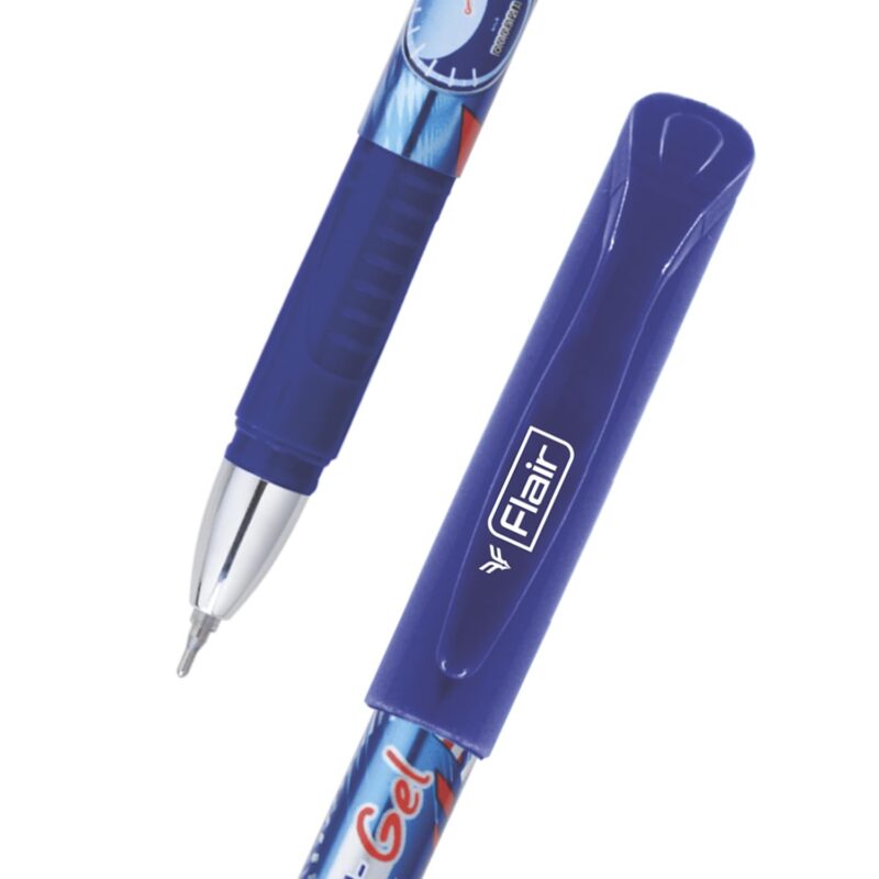 FLAIR Super Smooth Rapid Gel Pen | Tip Size 0.5 mm | Elegant Metal Clip with Soft Rubber Grip | Waterproof Ink for Smudge Free Writing | Ideal for School, Collage & Office | Blue Ink, Jar Pack of 25 - Image 3