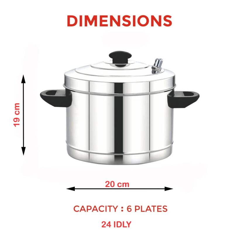 Prithi Home's and Kitchen Stainless Steel Deluxe Idli cooker Gas & Induction Compatible 6 Plate- 24 Idlies Idly cooker/Idly Maker (6 Plate - 24 Idlies) - Image 3