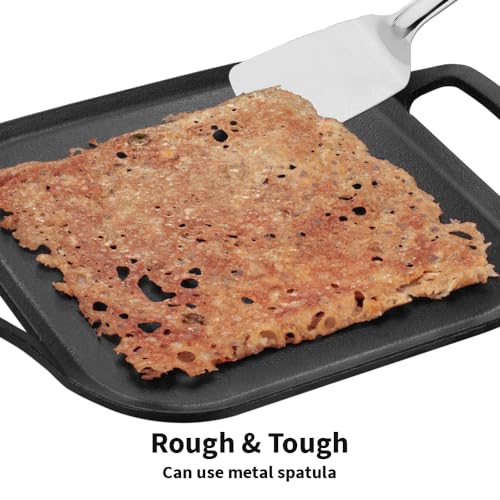 Hawkins Futura 26 cm Cast Iron Square Tava, Cast Iron Tawa for Pathri, Cast Iron Cookware for Kitchen (CIST26) - Image 5