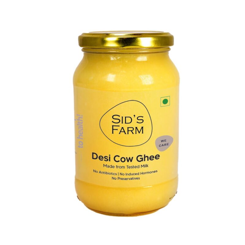 Sid’s Farm Desi Cow Ghee - 350g | Aromatic and Granular | Made With Safe Tested A2 Milk | Free From Antibiotics, Preservatives and Induced Hormones | Glass Jar