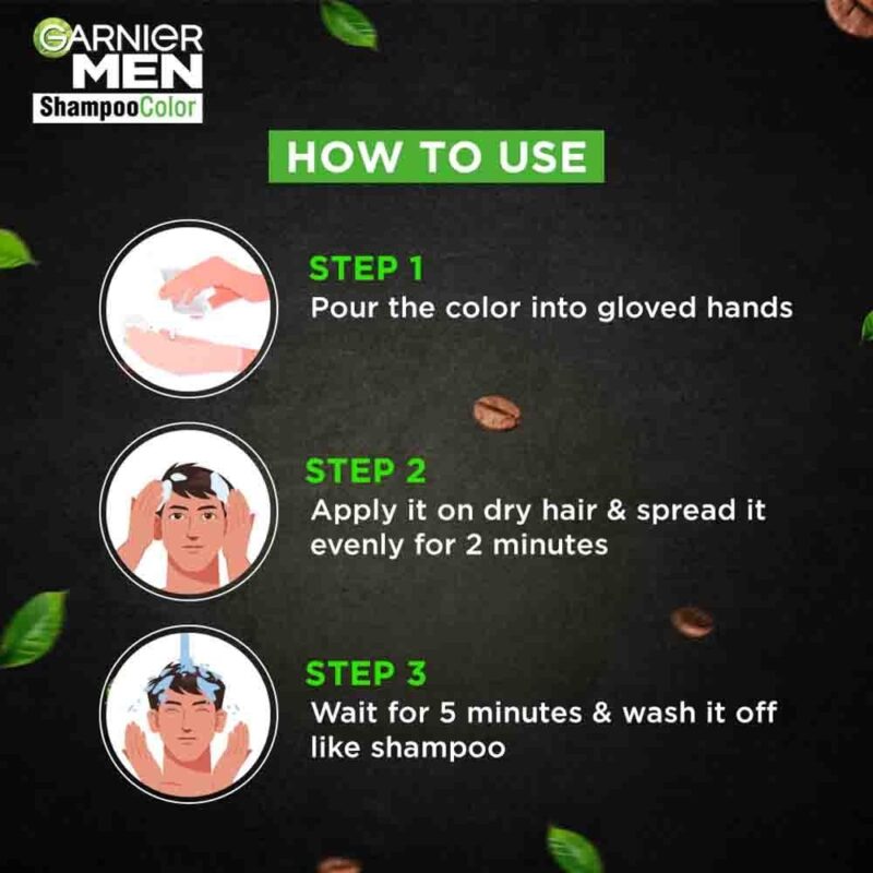 Garnier Men Shampoo Hair Color Shade 1.0 Natural Black (PACK OF 6) - Image 3