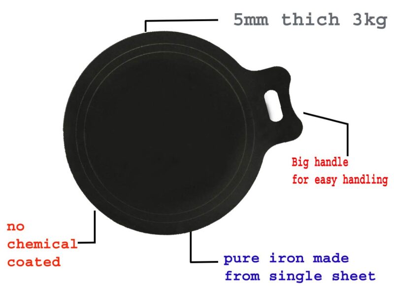 Naksha Iron Tawa with Handle, 14 Inches, Black - Image 3