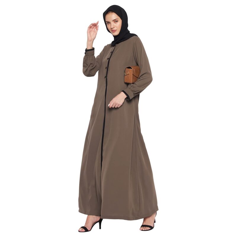 Nabia Oat Solid Nida Matte Fabric Abaya Burqa For Women