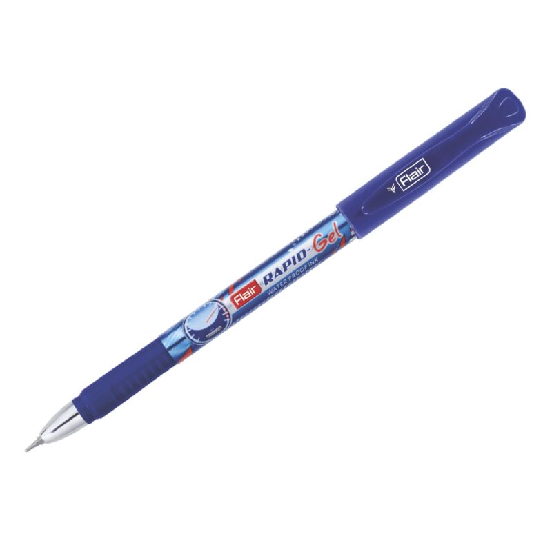 FLAIR Super Smooth Rapid Gel Pen | Tip Size 0.5 mm | Elegant Metal Clip with Soft Rubber Grip | Waterproof Ink for Smudge Free Writing | Ideal for School, Collage & Office | Blue Ink, Jar Pack of 25 - Image 4
