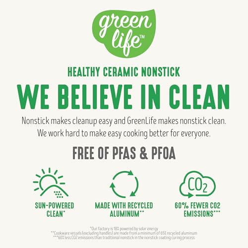 GreenLife Soft Grip Healthy Ceramic Nonstick 7" and 10" Frying Pan Set, PFAS & PFOA-Free, Dishwasher Safe, Egg Omelet Skillet, Cookware for Easy Cooking, Non-Stick Kitchen Essentials, Caribbean Blue - Image 2