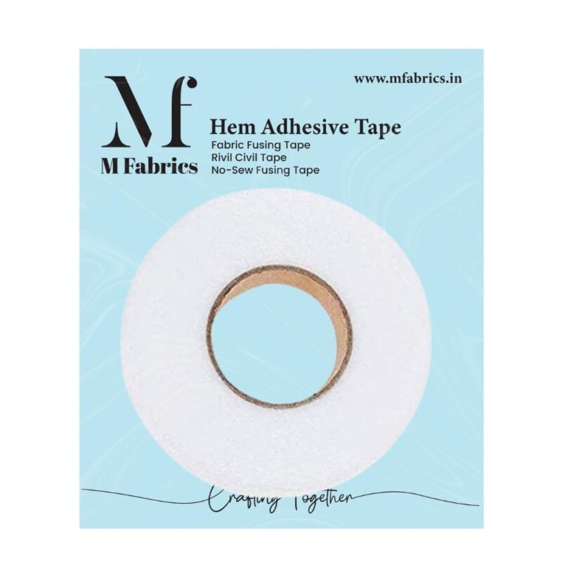 M Fabrics Hem Tape Rivil Civil Fabric Fusing Tape Double Sided Adhesive Hem Tape Iron on Tape (White) Buckram Interfacing Interlining Fusible 100 Yards Sewing - Pack of 2 Pieces