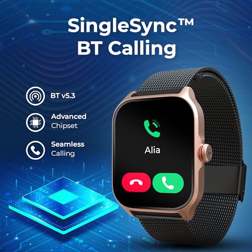 Titan Zeal Premium Fashion Smartwatch|1.85" AMOLED Display with AOD|390 * 450 Pixel Resolution|Functional Crown|SingleSync BT Calling|Advanced Chipset|100+ Sports Modes & Watchfaces IP68 (Mesh Strap) - Image 6