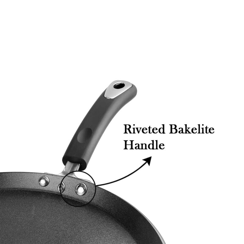 Vinod Hanos Hard Anodised Non Stick Dosa Tawa - 27 cm| 5.25mm Thick | 5X Long Lasting Tawa | Soft Touch Handle | Metal Spoon Friendly | Induction & Gas Base | 2 Year Warranty - Image 8