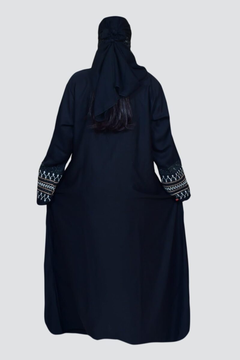 Women's Pure Cotton Muslim Abaya Burqa Bhurkha with Hijab | Dubai Style Front Patti and Sleeves Embroidery Dubai Abaya Kaftan Kaftan (Free Size) - Image 4