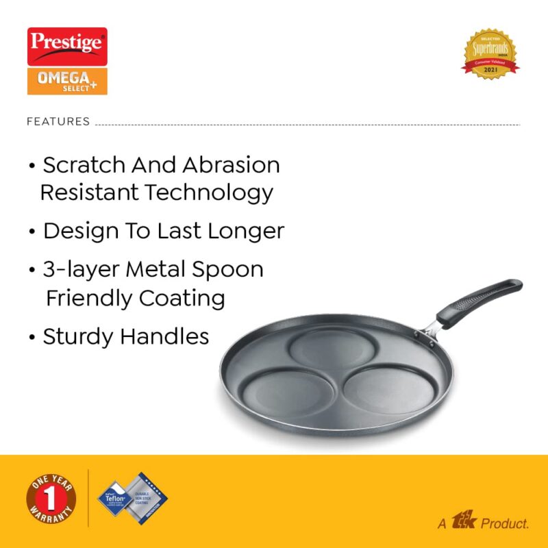 Prestige Omega Select Plus Set Dosa Tawa|Scratch & Abraison Resistant|3 Layers Metal Spoon Friendly Coating|Sturdy Handle|1 Year Warranty - Image 8