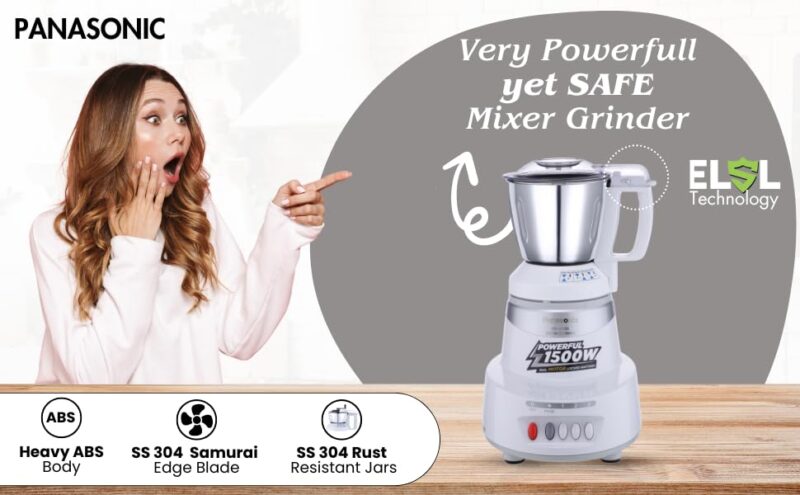 Panasonic Mixer Grinder MX-AV325 (Marble Silver) | Elements Series Powerful 1500 MMLW (Max Motor Lock Wattage) | With 3 Stainless Steel Jar (304 Grade SS) |Warranty 2 Years Product & 5 Years On Motor - Image 5