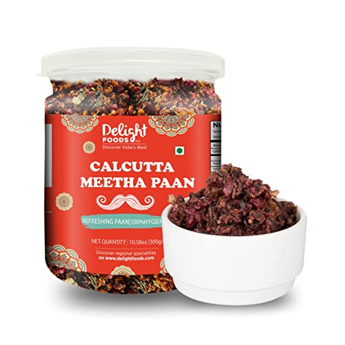 Delight Foods Premium Calcutta Meetha Paan Without Supari |Sweet Paan Hygienically Packed Traditional Mukhwas, Mouth Freshener (300 gram, Jar)