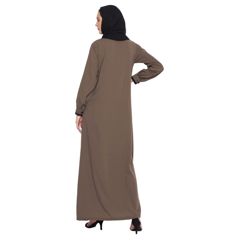 Nabia Oat Solid Nida Matte Fabric Abaya Burqa For Women - Image 6