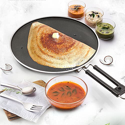 Milton Pro Cook Black Pearl Induction Non-Stick Flat Tawa, 32 cm, Grey - Image 6