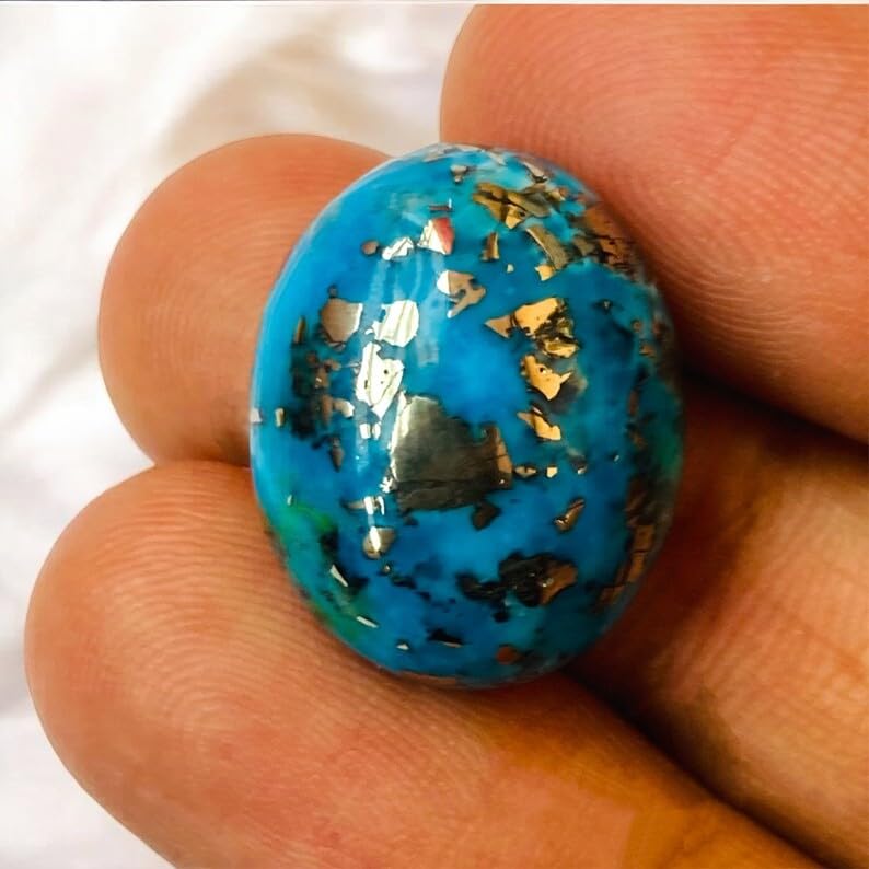 Real Original Firoza Turquoise Gemstone for Men and Women – Oval Shaped for Ring and Pendant Premium Turquoise Jewellery - The Stone of Compassion and Success 100.3 Carat - Image 6