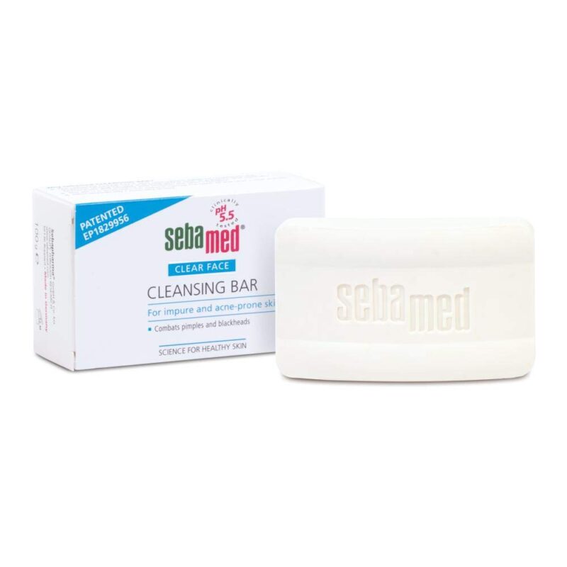 SebaMed Clear Face Cleansing Bar, Ph5.5, Reduces Pimples & Blackheads, Gentle & Deep Pore Cleansing, Ideal For Normal, Dry And Oily Skin, Sls & Parabens L Dermatologically, 100 Gm
