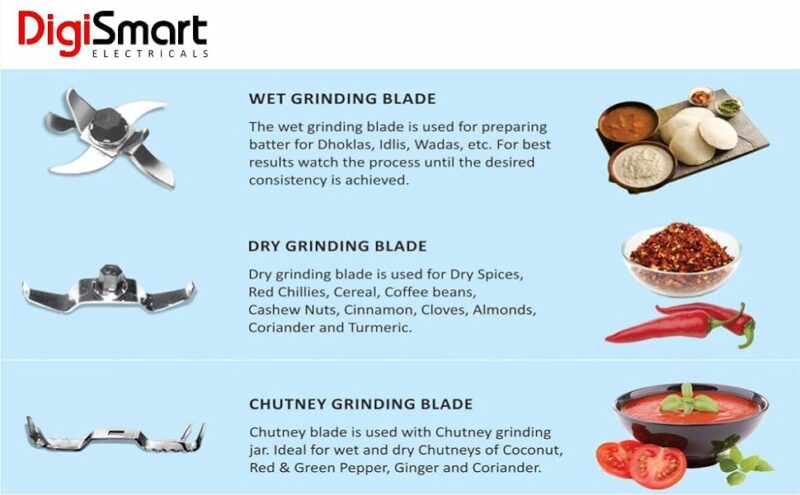 DigiSmart Kitchen Mate 750 Watt Mixer Grinder with 4 Jars Comes with 2 Year Warranty (Grey and Black) - Image 2